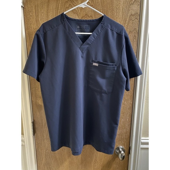 Figs Leon Three-Pocket Scrubs Top Navy Size Men's Medium V-Neck FM1500 PO2146 - Picture 1 of 10